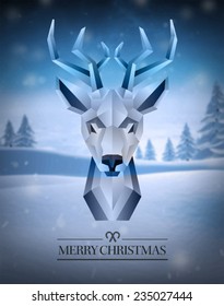 Digitally generated Merry christmas vector with hipster reindeer design