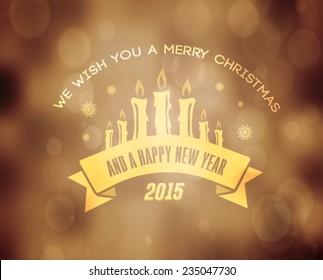Digitally generated Merry christmas vector in gold with candles