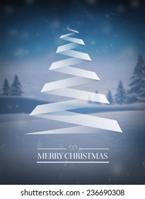 Digitally generated Merry christmas vector with tree