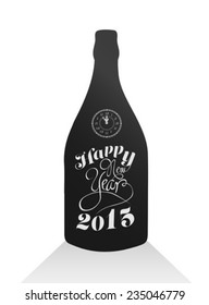 Digitally generated New years message on champagne bottle vector