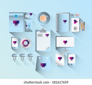 Digitally generated office stationery vector in blue