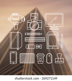Digitally generated Photography tools outline vector