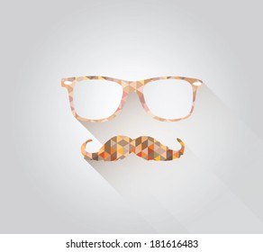 Digitally generated reading glasses and mustache in triangle design