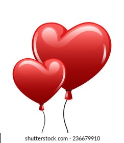 Digitally generated Red balloon heart on white 