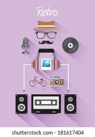 Digitally generated retro hipster style vector on purple