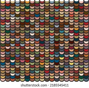 Digitally generated rhythmic, decorative, random color filled symmetrical pattern