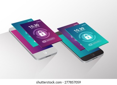 Diapositiva generada digitalmente para desbloquear el vector del teléfono