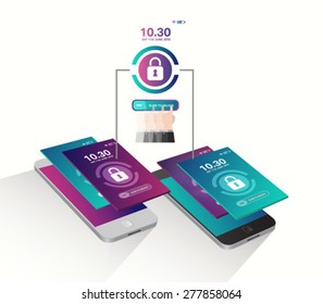Diapositiva generada digitalmente para desbloquear el vector del teléfono