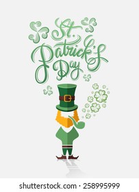 Digitally generated St patricks day vector with leprechaun