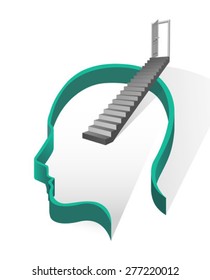 Digitally generated stairs coming out of head