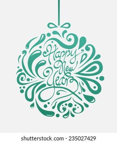 Digitally generated Stylish happy new year design in green