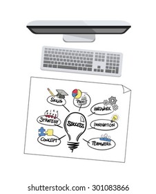 Digitally generated Success brainstorm vector by a computer