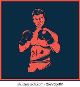 Digitally Generated Vintage Style Boxer Vector