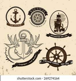 Digitally generated Vintage style nautical theme vector