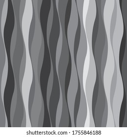 Digitally generated wavy, augmenting, striped pattern, filled with muted, faded color stripe segments
