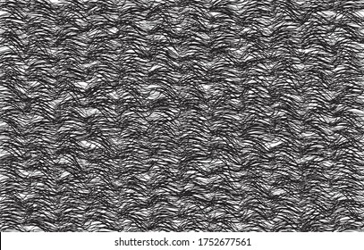 Digital erzeugte Wavy, zufällig geschüttelte Textur, gefüllt mit hellgrauem Toning auf schwarzem Hintergrund