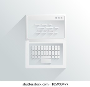 Digitally generated white and grey laptop in simple design