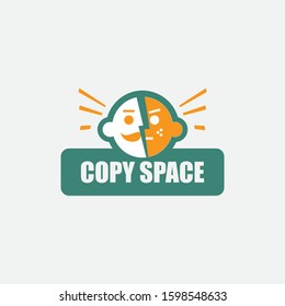 digitally illustration of a cartoon face of a man and a boy with copy space 