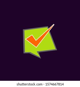 digitally illustration of check mark and bubble talk icon