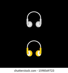 digitally illustration of a headset in grey and orange color