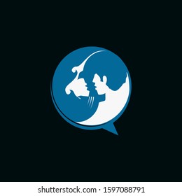 digitally illustration of a man and a woman in bubble talk icon