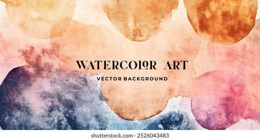 Um plano de fundo em aquarela abstrato pintado digitalmente com formas pastel embaçadas em rosa, laranja, marrom, azul e roxo.