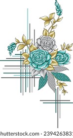 Digital-textile-design-flowers-leaves-Digital Design background with colorful objects and flowers-Exquisite border design, border pattern, Motif, Graph