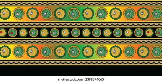 Digital-textile-design-flowers-leaves-Exquisite border design, border pattern, Motif, Graph-Digital Design background with colorful objects and flowers-Digital Textile All-Over Pattern Design