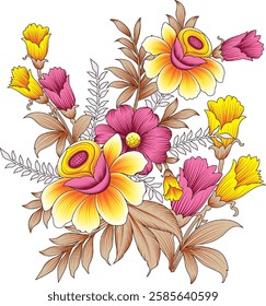 Digital-textile-design-flowers-leaves-Exquisite border design, border pattern, Motif, Graph Digital Textile All-Over Pattern Design for Pakistani-Indian-Turki-Kurti Design
