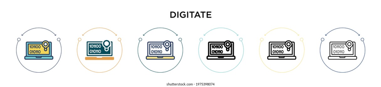 Digitate icon in filled, thin line, outline and stroke style. Vector illustration of two colored and black digitate vector icons designs can be used for mobile, ui, web