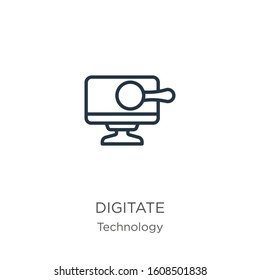Digitate icon. Thin linear digitate outline icon isolated on white background from technology collection. Line vector sign, symbol for web and mobile