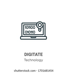 Digitate outline vector icon. Thin line black digitate icon, flat vector simple element illustration from editable technology concept isolated stroke on white background