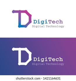 Digitech Digital Technology letter D letter T logo design concept modern symbol style