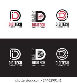 Digitech Logo in verschiedenen Variationen, DI Logo.
DI tech logo, Digitech marketing logo in Vektorgrafik.