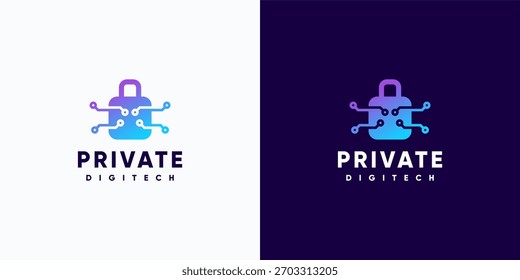 Conjunto de design de logotipo de ponto de privacidade Digitech para tecnologia e cartões de visita. Para tecnologia, internet, sistemas, inteligência artificial e símbolos de computador. Design de logotipo inspirador moderno.