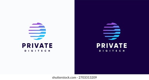 Conjunto de design de logotipo de ponto de privacidade Digitech para tecnologia e cartões de visita. Para tecnologia, internet, sistemas, inteligência artificial e símbolos de computador. Design de logotipo inspirador moderno.