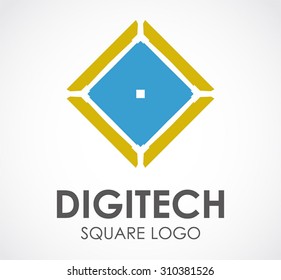 Digitech square flat technology abstract vector logo design template business digital icon company future corporate identity symbol concept