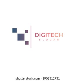 digitech. logotipo de tecnología en colores mixtos