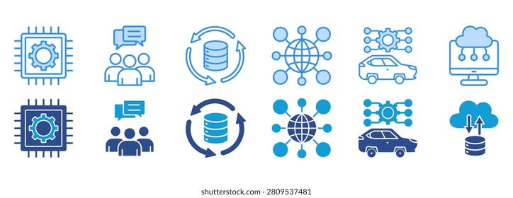 digitilization icon pack dual tone collection set. Vector Illustration Concept