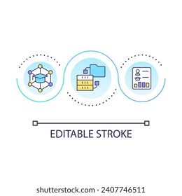 Digitalisierung der Bildungsindustrie Schleifenkonzept Symbol. E Lernressourcen. Online Studium abstrakte Idee dünne Linie Illustration. Einzeln Umrisszeichnung. Bearbeitbarer Strich. Arithmetik verwendet