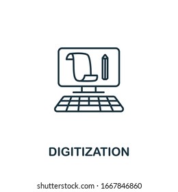 Digitization icon from industry 4.0 collection. Simple line element Digitization symbol for templates, web design and infographics