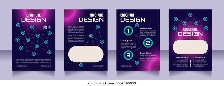 Digitization promotion blank brochure design. Template set with copy space for text. Premade corporate reports collection. Editable 4 paper pages. Bebas Neue, Audiowide, Roboto Light fonts used