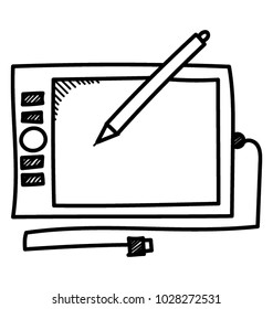 Digitizer Doodle Icon With Wacom Pen For Digital Graphics 