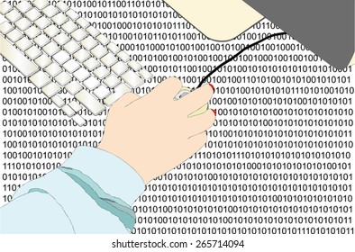 Digitizing - Illustration symbolic representative of the world of digital programming