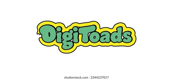 Digitoads, TOADS Cryptocurrency MNT Token, TOAD Cryptocurrency logo on isolated background with text.