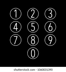 digits from 0 to 9 editable, handwriting style white color on editable black background