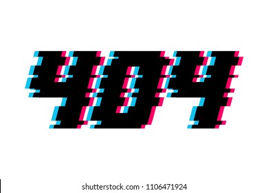 Digits 404 glitch on a white background badge symbol character nonexistent page in a web network vector image
