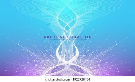 Digits abstract background with connected line and dots, wave flow. Digital neural networks. Network and connection background for your presentation. Graphic polygonal background. Vector illustration.