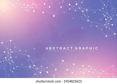 Dígitos de fondo abstracto con línea y puntos conectados, flujo de onda. Redes neuronales digitales. Fondo de red y conexión para la presentación. Fondo poligonal gráfico. Ilustración del vector