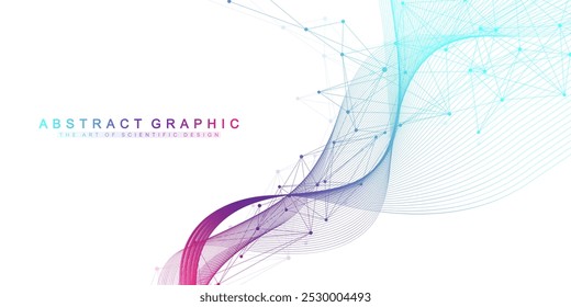 Digits abstract background with connected lines and dots. Digital neural networks. Network and connection background for your presentation. Graphic polygonal background. Vector illustration.